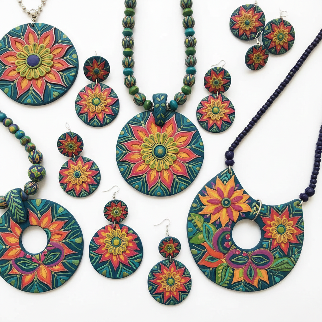 Joyería arcilla polimérica Batik colores alegres